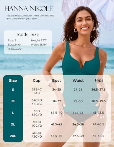 Hanna Nikole V-Shaped Steel Ring Tankini Top Tummy Control, Inner Mesh Bottom Tankini Tops for Women Swimwear Blue-Green S - Thumbnail 6