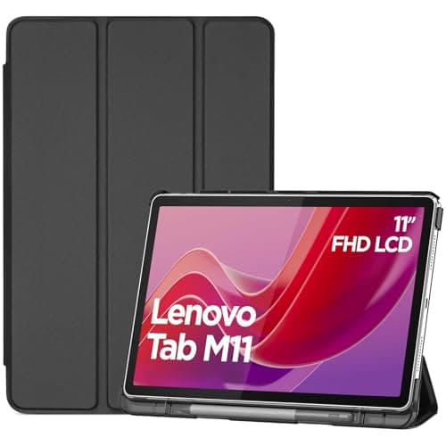 ProCase Smart Case for Lenovo Tab M11/Tab K11 LTE 11" 2024 TB330FU with Pen Holder, Slim Stand Tri-Fold Hard Shell Protective Tablet Cover Translucent Back Case Support Auto Wake/Sleep -Black - Image 1