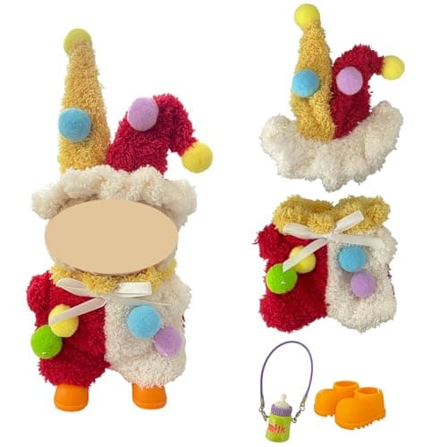 Ezcora 3PCS Animal Costume Outfits for 17cm Dolls, Include Blue Penguin, Brown Rabbit, and Festive Clown Clothes with Shoes and Mini Bottle, Cute Dress Up Accessories, (No Dolls) - Thumbnail 5