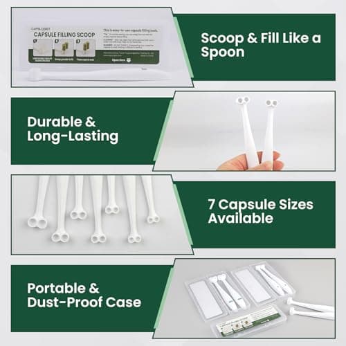 CAPSLogist Capsule Filling Spoon – Empty Pill Filler Tools Size 2 for Quickly Maker Empty Gel Capsules, Empty Scoops Tool - Thumbnail 4