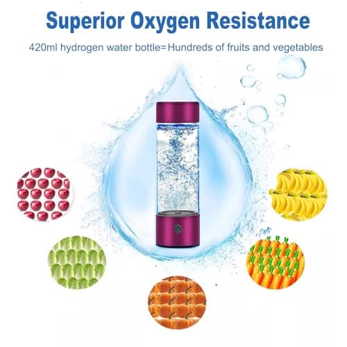 Yilooshion Hydrogen Water Bottle Generator,460mL Portable Rechargeable Hydrogen Water Ionizer aquahealth Hydrogen Water Machine with SPE/PEM Technology for Fitness Home Gift Travel Drinking (Purple) - Thumbnail 4