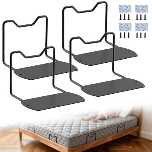 Mdkave Mattress Slide Stopper,Mattress Retainer Bar,Mattress Retainer Bar for Adjustable Bed,Wider Taller Non Slip Mattress Gripper,Anti Mattress Slide for Most Soft Bed(Black,3.93" H,4 Pack) - Image 1