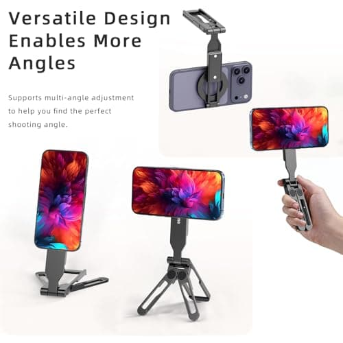 Magnetic Tripod for iPhone -Adjustable Foldable Phone Tripod Stand for Video Recording, Magnet Mount Pocket Cell Phone Stand for iPhone 17/16/15/14/13/12 Plus Max for Gym Tablet Tripod for Travel - Thumbnail 5