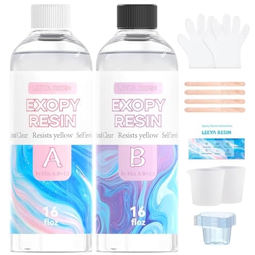 LEEYA RESIN Crystal Clear Epoxy Resin Kit 32OZ, No-Bubble, No-Yellowing, Self Leveling Resina Epoxica para Manualidades, Clear Resin Epoxy for Casting, Molds, Painting, Jewelry, Art Crafts 1:1 Ratio - Image 1