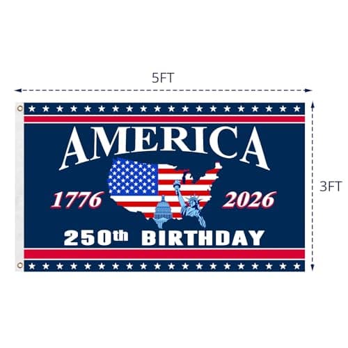 250th Anniversary American Flag - 3x5 Ft Double Sided 3 Layers Patriotic Flags - 4th of July Decorations Independence Day 250th Anniversary Flag for Indoor Outdoor Decoration - Thumbnail 3