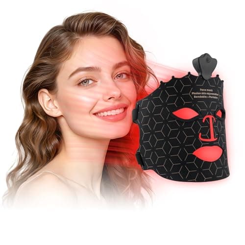 Ronozic Red Light Therapy for Face, Cordless 7 Color LED Face Mask, Rechargeable 240 LED Beads Facial Light Mask with Eye Protection, Soft Silicone Portable Face Mask for At-Home & Travel Use, Black