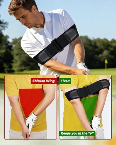 BIG TEETH Golf Swing Arm Band Trainer, Upgrade Adjustable Golf Swing Training Aid Arm Band, Eliminate Chicken Wing Straight Swing Golf Accessories Practice Equipment Gifts For Men Women Beginner - Thumbnail 4