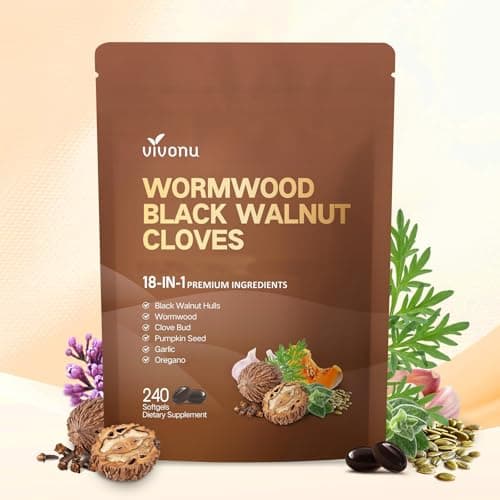 18-in-1 Black Walnut Wormwood Cleanse for Humans, 80 Day Supply, Serving, Rapid Gut Cleanse & Digestive Health with Clove, Garlic, Turmeric, Pumpkin Seed, Oregano, Berberine & More 240 Softgels - Image 1