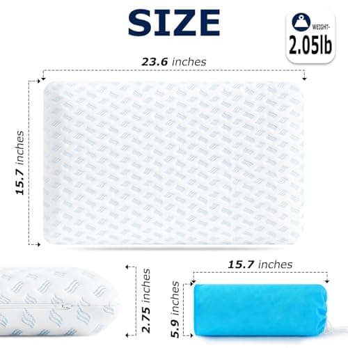 Ultra Thin Pillow 2.75" cooling Memory Foam Pillows for Stomach Sleeping, Gel Infused Slim Pillows for Side Back Stomach Sleepers, Travel Pillow, Bed Pillow Neck support, Washable Cover Standard Size - Thumbnail 3