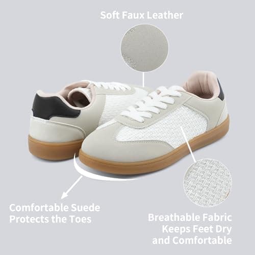 JENN ARDOR Grey Low Top Sneakers for Women Lace-up Fashion Tennis Shoes Casual Slip On Sneaker Padded Non Slip Footwear for Work, Walking, Everyday Wear 10 - Thumbnail 4