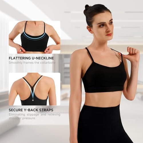 MXYMXY Women's Sculpting Compression Y-Back Sports Bra for A-C Cups Black - Thumbnail 3