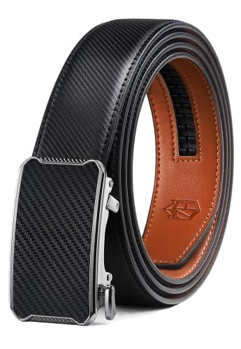 Zitahli Belt Men,Leather Ratchet Belt for Men Dress Casual Every Day with Adjustable Buckle,Trim to Fit For Gift Size 26"-32" - Image 1