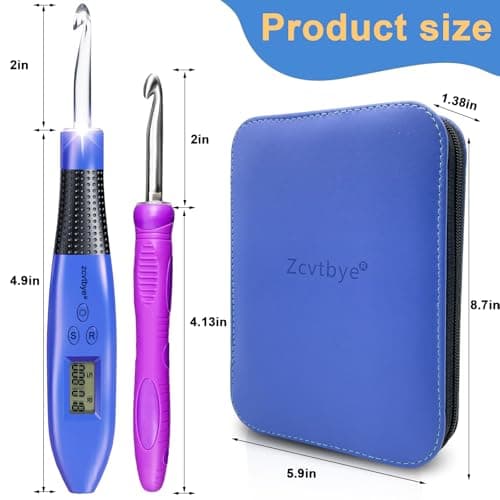 18 Size Light Up Crochet Hook Set with Digital Counter, Ergonomic Crochet Hooks for Arthritic Hands, 2.0–14.0mm Interchangeable Crochet Hooks with Case, Rechargeable and Beginner-Friendly - Thumbnail 6