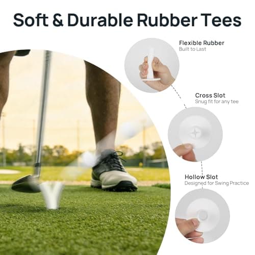 Rubber Golf Mat Tees Set – Durable Mixed Sizes for Consistent Tee Height, Indoor & Outdoor Practice for Driving Range & Simulator, Includes Impact Tape, Bamboo Tees & Storage Bag (68 PCS) - Thumbnail 3
