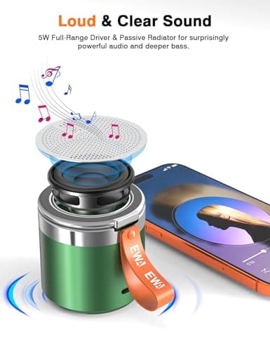 EWA Wireless Bluetooth Speaker with Secure Magnetic Phone Stand, HD Surround Sound & Anti-Slip Base | Hands-Free Magnetic Holder for Desk, Kitchen, Home Workout - Gift Ideal for Men Women (Black) - Thumbnail 2