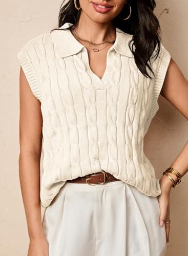 Dokotoo Summer Sweaters for Women Cropped Casual Lightweight Knit Tops 2026 Oversized Spring Fashion Trendy Cozy Soft Floral White Sweater Drop Shoulder Cute Tops Women Blouses - Thumbnail 4