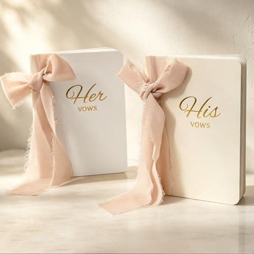 Wedding Vow Books His and Hers, Soft Touch Cover with Ribbon & Gift Box, 28 Lined Pages, Premium Elegant Keepsake for Bride & Groom Ceremony, Wedding Gift & Registry Must-Haves (White & Ivory) - Image 1