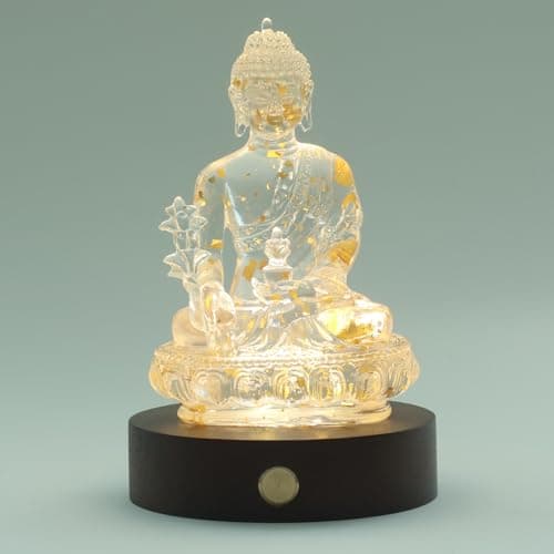 YeseeYe Medicine Buddha Statue with Light - Nightlight Tabletop Home Decoration Figurine for Living Room Office Table Desk Sculpture