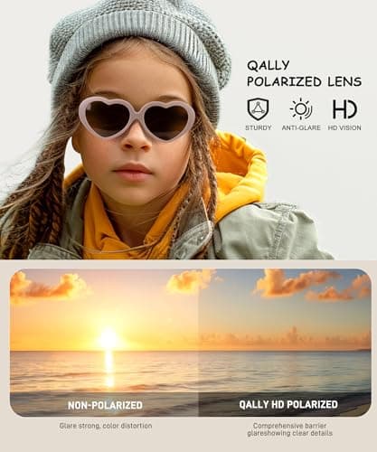 QALLY Kids Sunglasses Polarized Heart-Sunglasses: Toddler girls Sun Glasses with UV Protection for Youth Child 3Pack Age 3-12 - Thumbnail 6