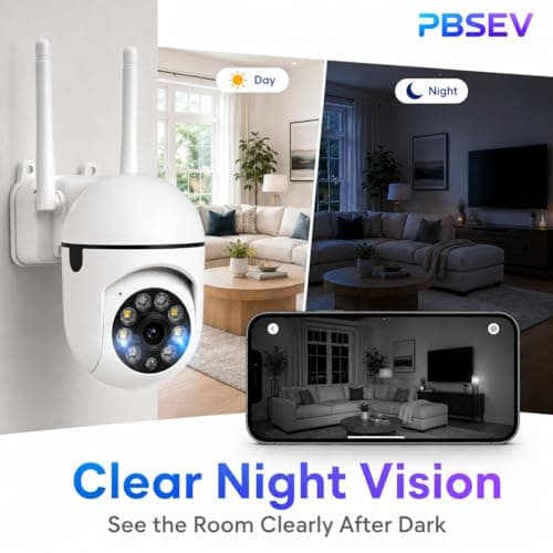 PBSEV Security Camera Indoor 1080P Wired, Pan/Tilt Control, Two-Way Audio, Clear Night Vision, Easy Setup, SD/Cloud Storage, WiFi Home Camera for Baby, Pet, Bedroom & Living Room Monitoring - Thumbnail 4