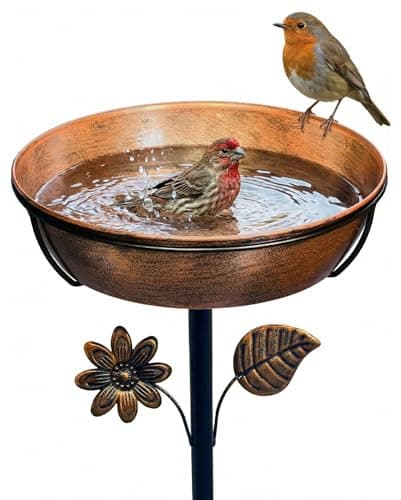 OUISJYER Metal Bird Bath for Outside, 3" Deep 12" Dia Removable Bowl, 36" H Garden Bird Bath | Stable 5-Prong Stake, Rust-Resistant, Easy Clean Outdoor Birdbath for Yard Lawn Patio - Image 1