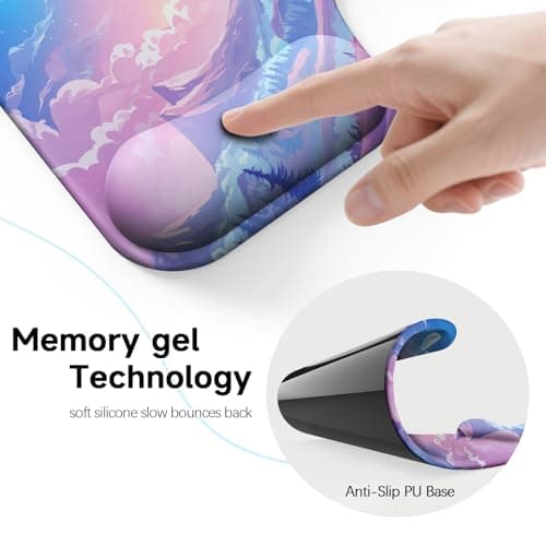 Mcapirivo Ergonomic Mouse Pad with Gel Wrist Rest (1"& 1.2" Dual Height) - Mouse Pads Compact Mousepad Desk Mat Office, Gaming & Carpal Tunnel Relief | Non-Slip Rubber Base| Cloud Moon - Thumbnail 4