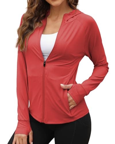 We1Fit Womens UPF 50+ Athletic Jackets Lightweight UV Protection Zip Up Hoodie Shirts Long Sleeve Workout Jacket - Image 1