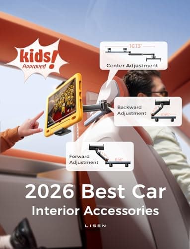 LISEN for iPad Holder Car Road Trip Essentials Travel Activities for Toddler Kids Gifts, Car Accessories for Women Moms Truck Interior 3in1 Tablet Holder for Back Seat Car Camping Headrest Organizer - Thumbnail 2