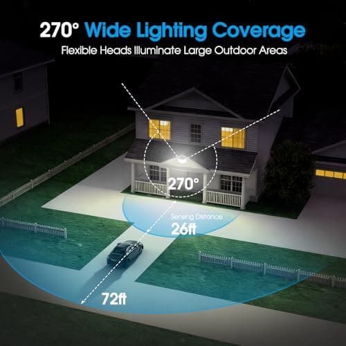Outdoor Hardwired Motion Sensor Light, 6500K, 6600LM, Security Flood Lights Motion Detector Dusk To Dawn Light, IP65 Waterproof, 220 LEDs Floodlight With Remote Control For Garage, Yard, Porch - Thumbnail 4