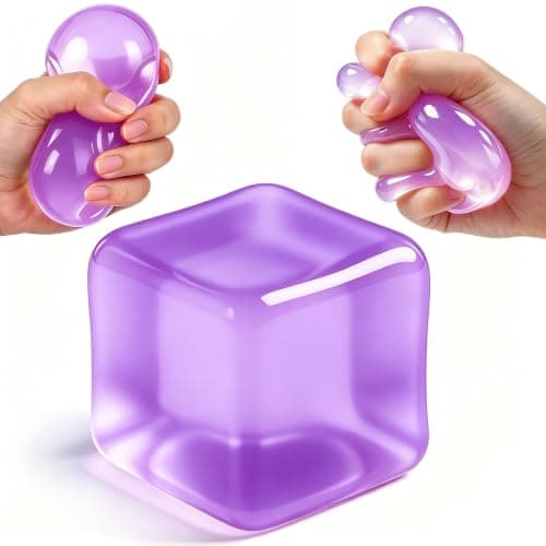 Ice Cube Squishy Squeeze Toy：Stress Relief Sensory Fidget Toys for Men Women Adults Teens, Soft Maltose Water Cube Squeeze Toy for Anxiety ADHD, Cool Jelly Stress Ball, Party Favors Goodie Bag Fillers