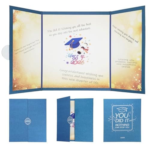 Goherii Graduation Guest Book Graduation Party Decorations Class of 2026, Large Graduation Card for 2026 College High School Happy Graduation Gift, Congrats Grad Signature Book Party Favors Supplies, Blue - Image 1