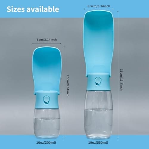 Dog Water Bottle, Leak Proof Portable Puppy Water Dispenser, Travel Puppy Water Bowl, Foldable Transparent Dog Water Bottle for Pets Outdoor Walking, Hiking, Travel, Food Grade Plastic - 19oz Blue - Thumbnail 2