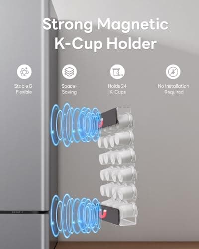 Magnetic K Cup Holder for Refrigerator, 24 K-Cup Acrylic Coffee Pod Holder with Magnets, Pod Organizer Storage for Home/Office, Coffee Station Organizer for Fridge, Drawer, 13.5"x9"x2.25" - Thumbnail 4