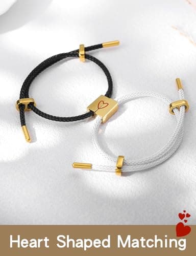 COTATI Matching Couple Bracelets for Him and Her, Friendship Relationship Promise Bracelet for Boyfriend Girlfriend, Anniversary Love Jewelry Gifts Set (Black-White) - Thumbnail 3