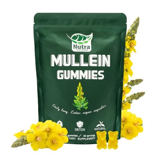 NutraNourish Mullein Gummies for Lung Detox 1000mg Mullein Leaf Herb Extract for Respiratory & Digestive & Immune Support, Vegan, Pear Flavor 60/120 (1) - Image 1
