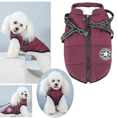 Aiboria Dog Jackets Coat for Winter Windproof Waterproof Skiing Dog Vest Fleece Warm Chest Strap Belt Purple 3XL - Thumbnail 6
