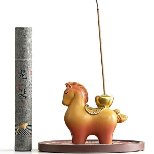 Resin Incense Holder for Sticks, Handmade Horse Shape Incense Burner with 30 Incense Sticks, Anti-Ash Incense Stick Holder for Meditation Yoga Spa Home Decor - Image 1