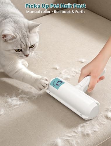 DELOMO Pet Hair Remover Roller: Reusable Lint Roller with Large Fur Bin - Portable Cat and Dog Hair Remover for Couch, Bedding, Car, Rugs & Furniture, Effective and Eco-Friendly, for Multi-Pet Homes - Thumbnail 3