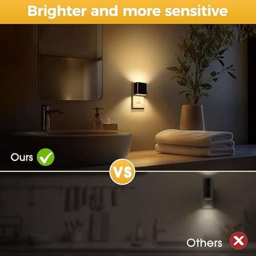 L LOHAS LED Night Light 2 Pack, Night Lights Plug into Wall, Dusk to Dawn Sensor, Soft White 3000K, 0-100LM Adjustable Brightness, Dimmable NightLight for Bathroom Hallway Kitchen - Thumbnail 5