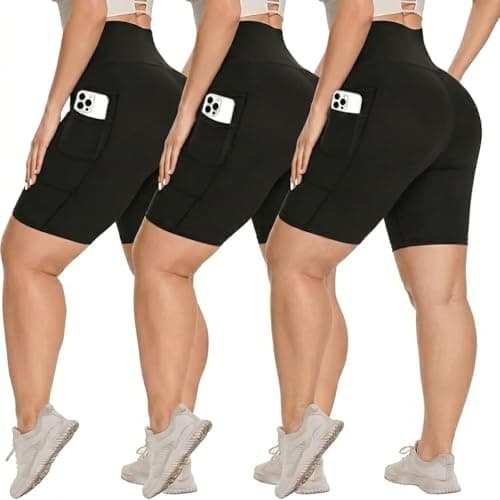 Syrinx Plus Size Shorts for Women – Biker Shorts Women Workout Shorts Women Long Shorts for Women Yoga Shorts with Pockets Compression Shorts - Image 1