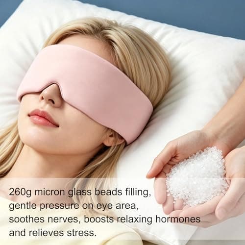SilkCielo Weighted Eye Mask for Sleeping Perfect for Women Migraines and Relaxation Eye Pillow Eyes Blanket - Pink - Thumbnail 2