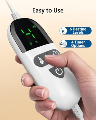 Heating Pad for Back Pain Relief, Mothers Day Gifts for Mom Women Grandma, Edge Weighted Electric Heating Pads for Neck and Shoulders, 6 Heat Settings, 4 Timer Options, Machine Washable, 24"x33", Red - Thumbnail 5