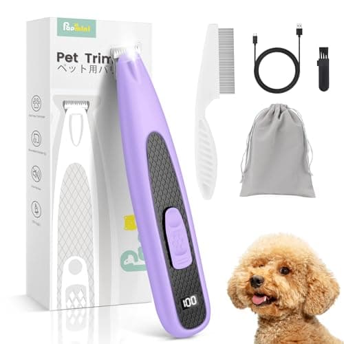 PAPMINI Dog Paw Trimmer with LED Light, Ultra-Low Noise Paw Trimmer for Dogs, Cordless Dog Clippers for Grooming with LED Display, Type-C Rechargeable Pet Clippers for Pads, Ears, Eyes, Face, Rump