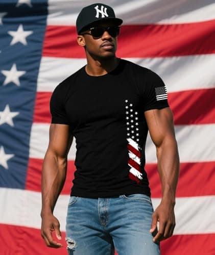 KESIHAN American Flag Shirt Men's Freedom Shirt Patriots Punisher Shirt Mens Graphic True Classic Tees - Thumbnail 4