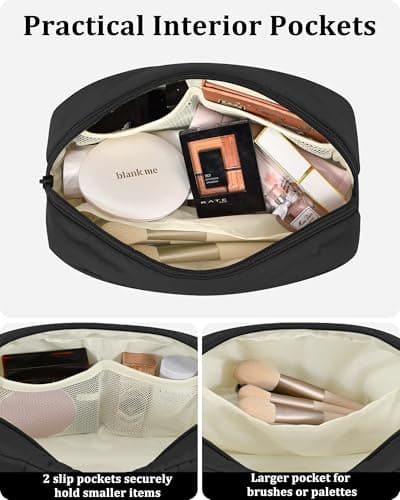 oscaurt Makeup Bag Cosmetic Bag Travel Toiletry Bag for Women Puffy Padded Cosmetic Pouch Purse Wide-open Makeup Organizer Case Travel Essentials - Thumbnail 6