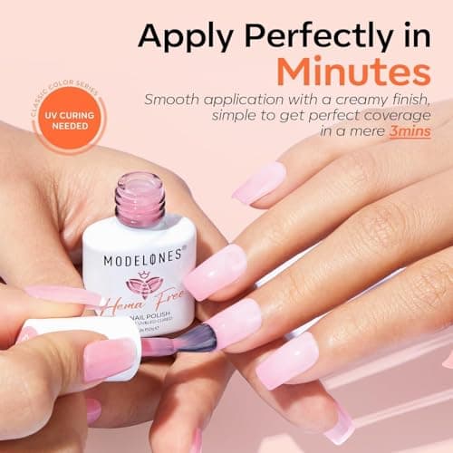modelones Jelly Gel Nail Polish 6 Colors Hema Free Transparent Jelly Milky Pink Sheer Pink Neutral Nude Gel Polish Nail Soak off Nail Polish French Nail Art Manicure DIY Home Salon Gift Women - Thumbnail 5