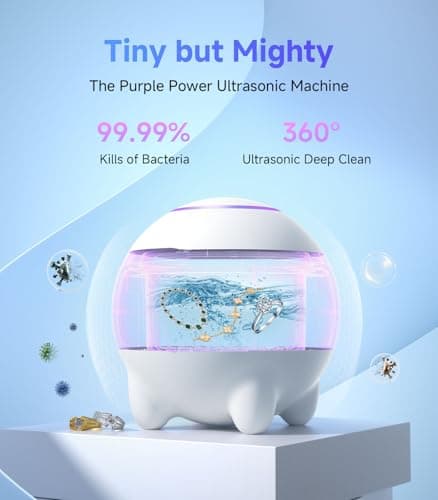 Ultrasonic Jewelry Cleaner Machine, 45KHz Retainer Cleaner Ultrasonic Professional for Dentures, Ring, Earrings Sterling Silver Deep Cleaning with 4 Modes, Timer, Low Noise, 304 Stainless Steel Tank - Thumbnail 2