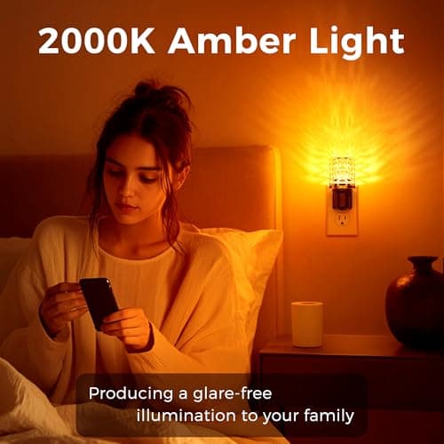 L LOHAS LED Night Light, 2 Pack Dimmable Night Lights Plug into Wall, Automatic Night Lights Plug in with Auto Light Sensor,Adjustable Brightness Amber LED Night Light, for Bedroom Hallway Home Decor - Thumbnail 2