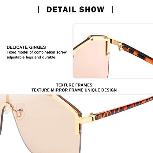 FEISEDY Classic Siamese One Piece Oversized Sunglasses Nice Rimless Stylish Retro Design for Women Men B2634 - Thumbnail 5