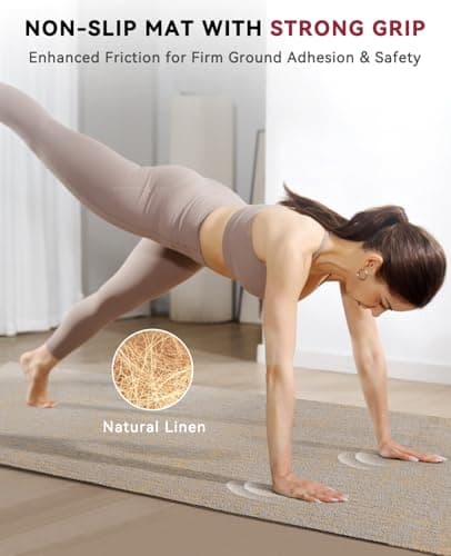 HAPBEAR Extra Large Yoga Mat 84''x30''- 1/4'' Thick Natural Linen, Non-Slip Tear-Resistant for Yoga, Meditation, Pilates, Floor Exercises with Free Carrying Bag - Thumbnail 4
